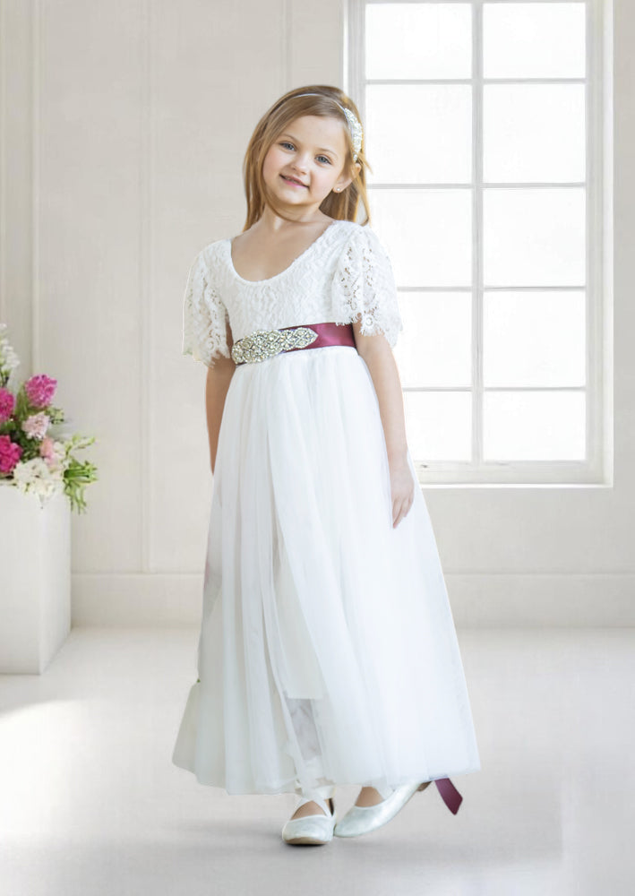 Tulle Flower girl dresses in white