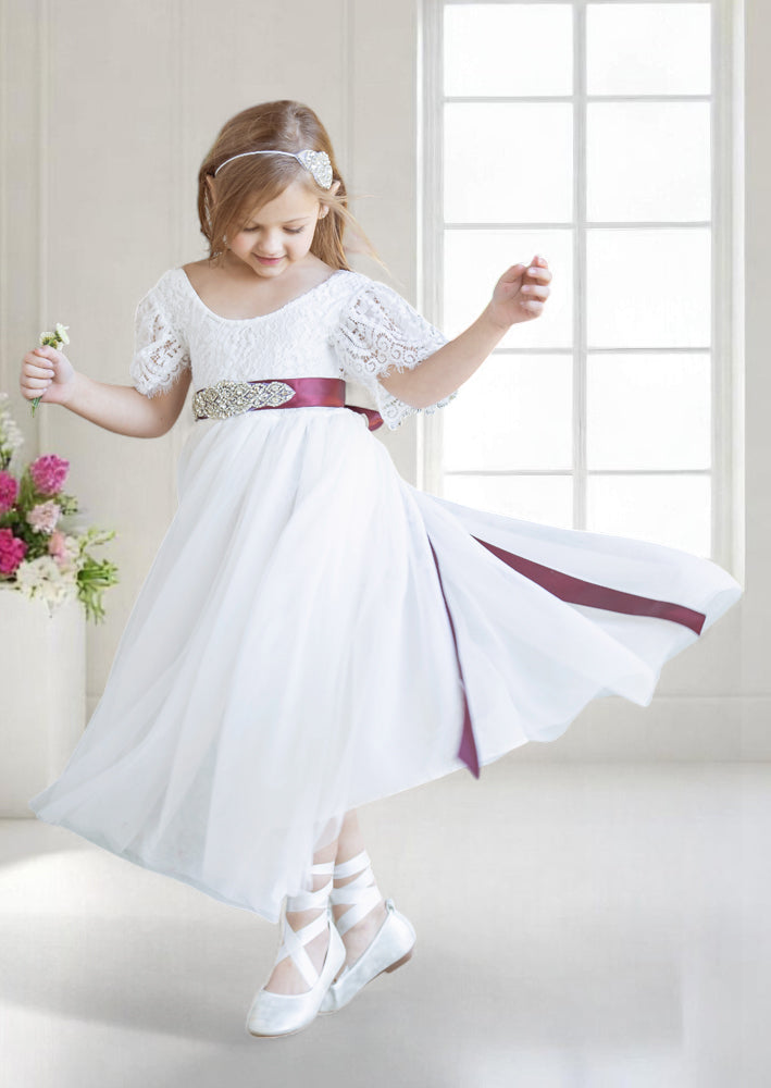 White flower girl dresses for Jr Bridesmaid