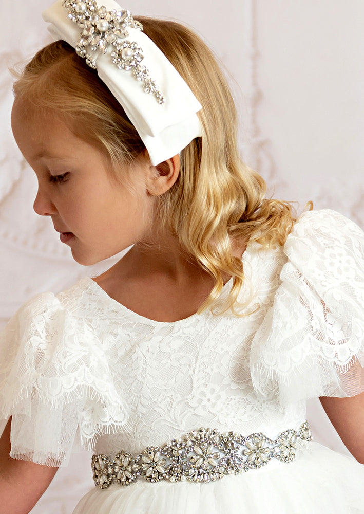 Silver or Gold Crystal Rhinestone Satin Ribbon Sash