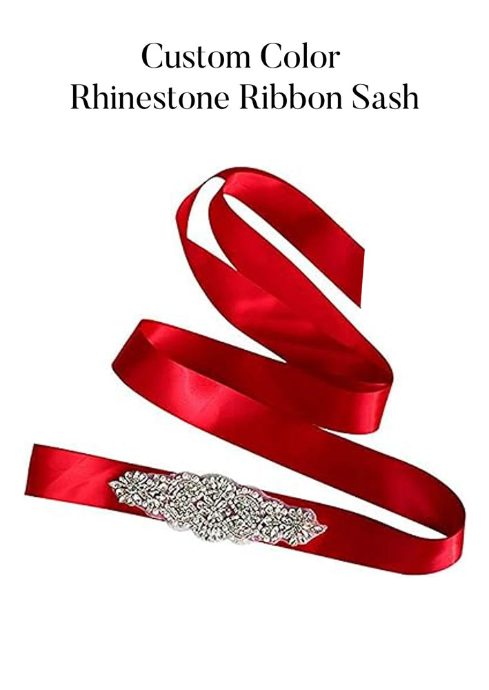 Crystal Rhinestone Satin Ribbon Sash