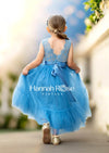 Dusty Blue Flower Girl Dress with Sash