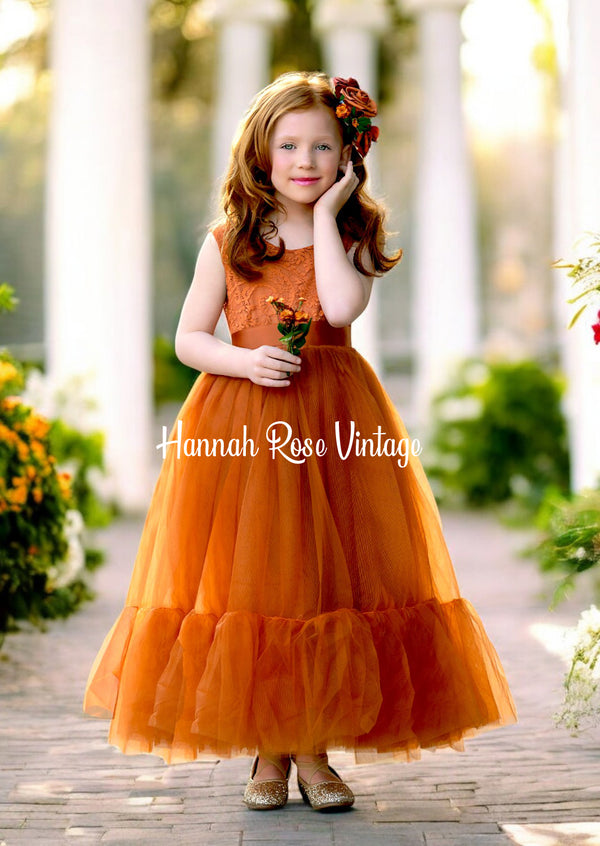 Burnt Orange Flower Girl Dresses