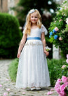 Blue and White Flower Girl Dresses