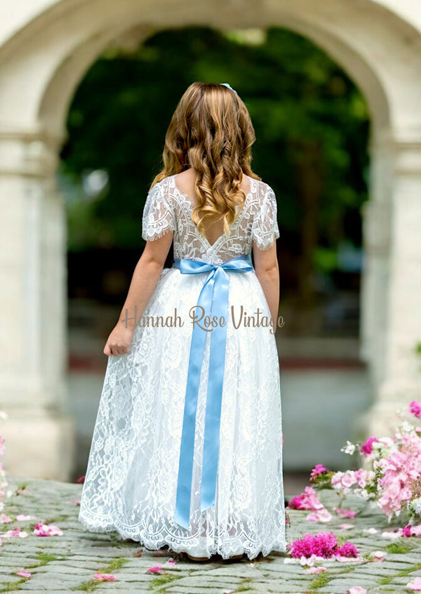 Short Sleeve Flower Girl Dress