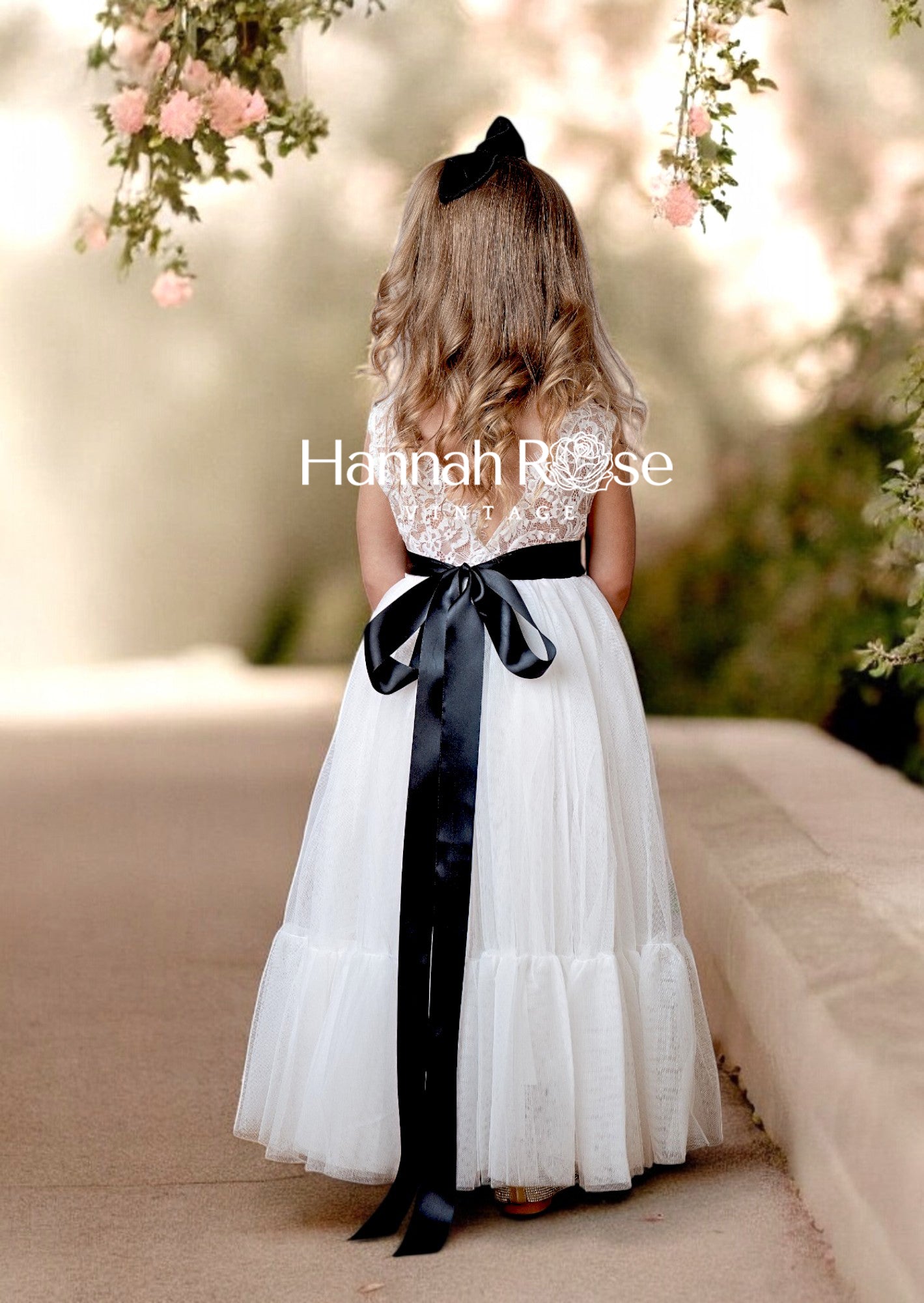 Black Satin Flower Girl Sash