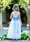 white sleeveless flower girl dresses