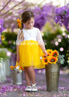 Yellow and white flower girl dresses