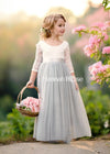 Grey Flower Girl Dress with sash