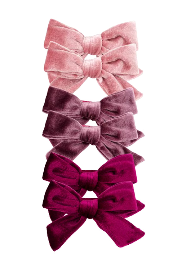 Velvet Pigtail Bows Set Pink, Plum or Berry