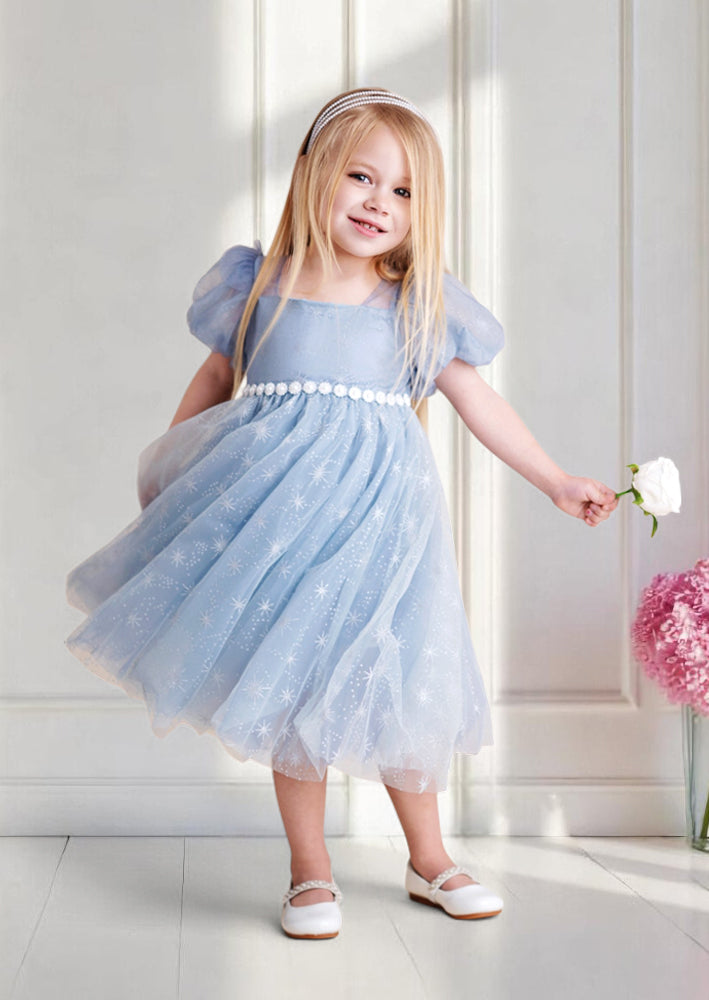 blue flower girl dresses