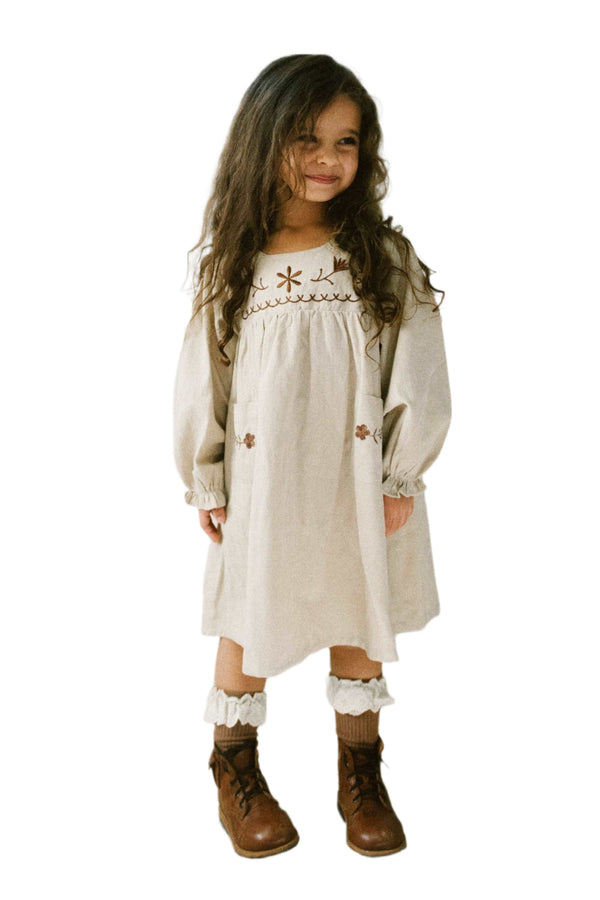 GIRLS - Ava Girls Embroidered Dress - Hannah Rose Vintage Boutique