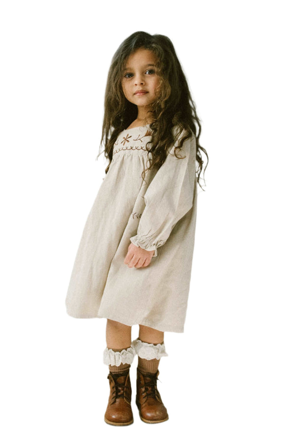 GIRLS - Ava Girls Embroidered Dress - Hannah Rose Vintage Boutique