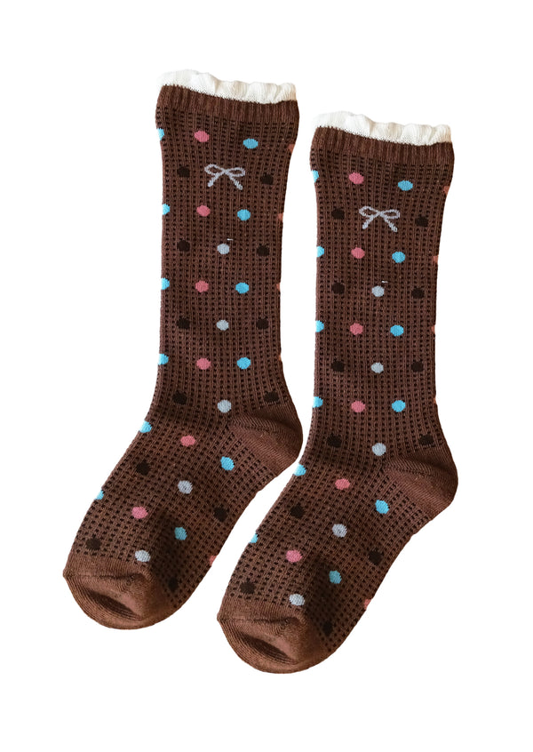 Dotted Socks in Brown