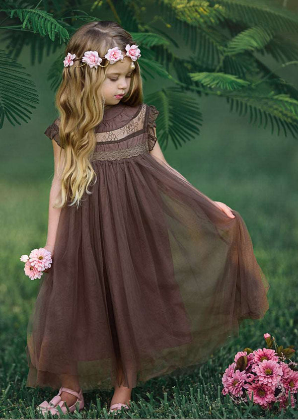 brown flower girl dress baby