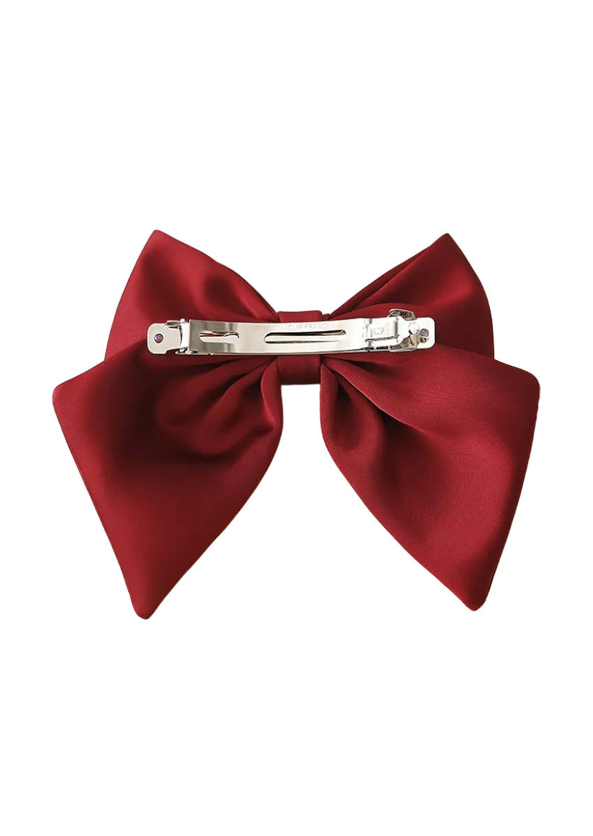 Burgundy Satin Flower Girl Hair Bow