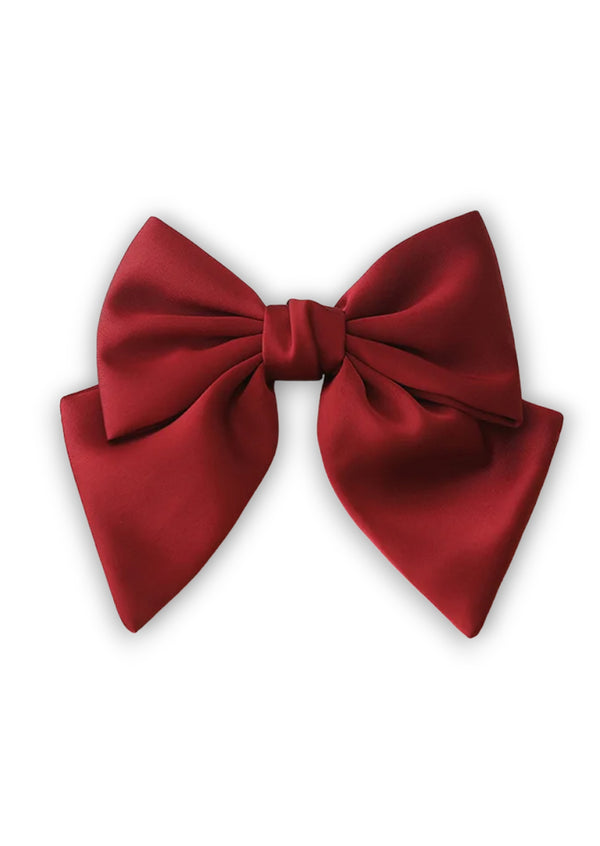 Burgundy Satin Flower Girl Hair Bow