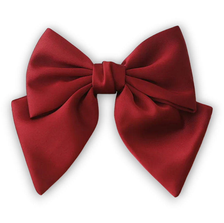 burgundy satin hair bow