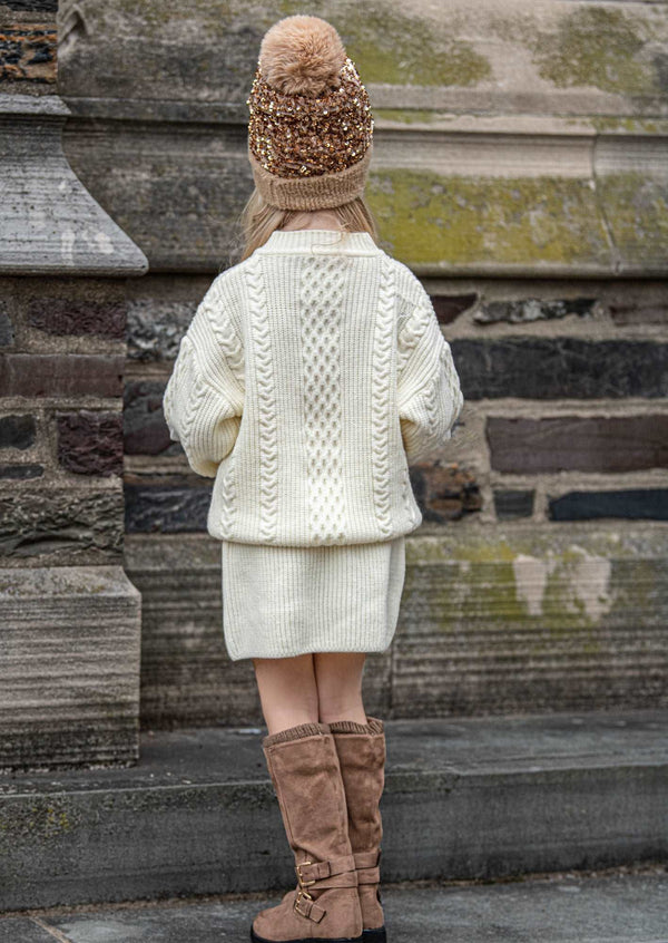 GIRLS - Cream Sweater & Skirt Set - Hannah Rose Vintage Boutique