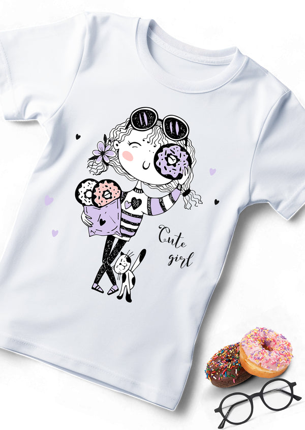 Cute Girl Pastry Donuts Tee in Lavender