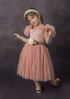 knee length mauve flower girl dress