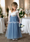 Dusty Blue flower girl dress with sleeves toddler