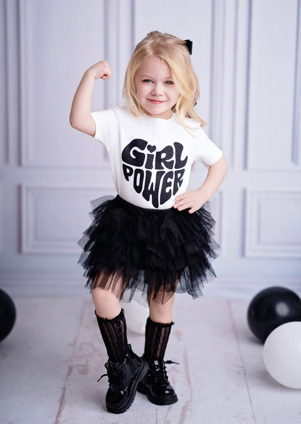 Girl Power Black Glitter Tee & Tutu Set