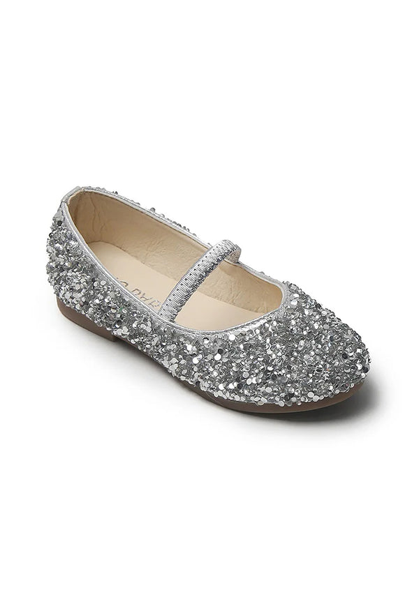 Glitter Ballet Flats in Silver