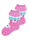 Toddler Glitter Dot Flower Socks in Pink