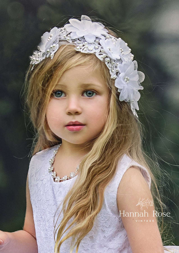 white bridal hair piece