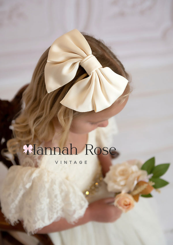 Ivory Satin Flower Girl Bow