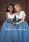 Dusty blue sleeveless flower girl dress baby