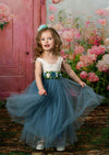 girls blue flower girl dress 