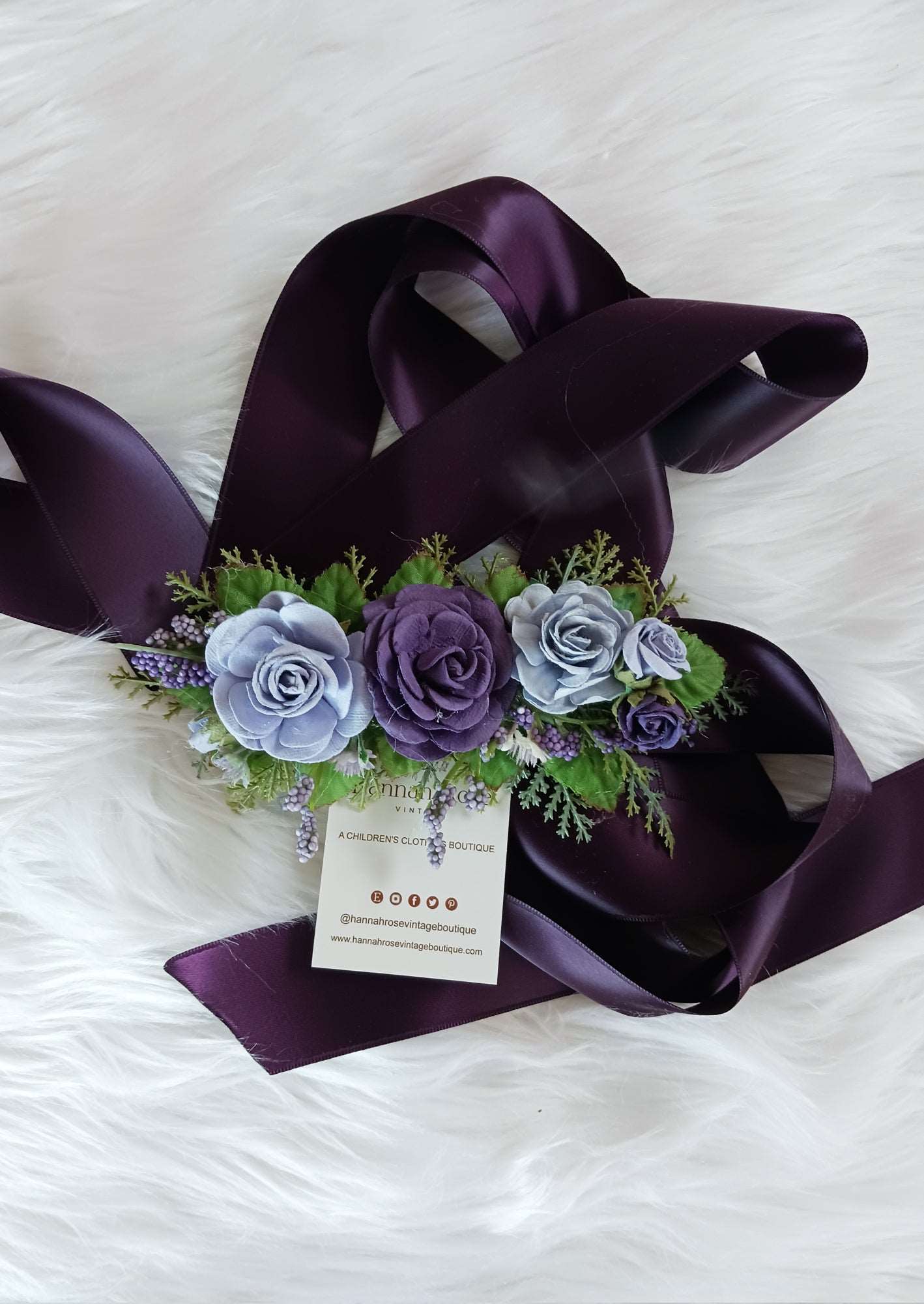 Custom Bridal Flower Sash in Eggplant