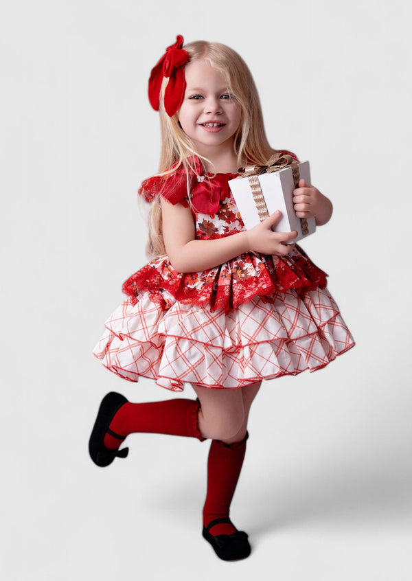 toddler girl classic red Christmas dress