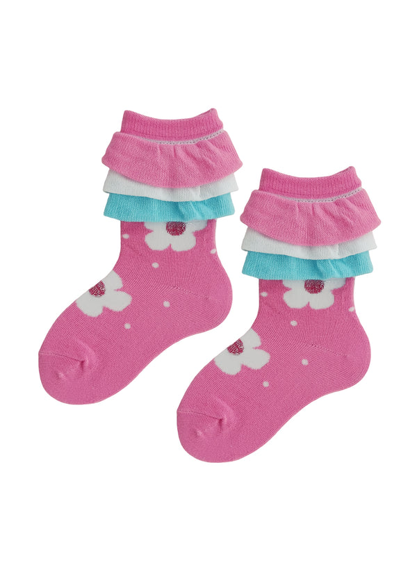 girls pink and white socks