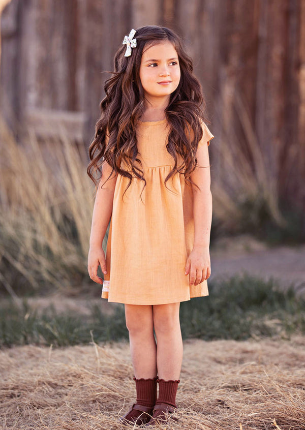 Organic Cotton Linen Dress in Desert Sand