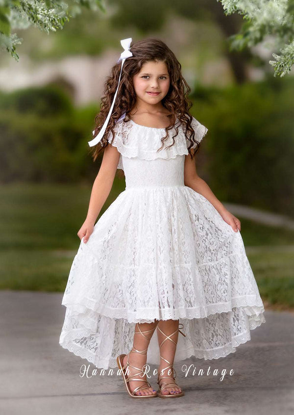 white lace flower girl dress