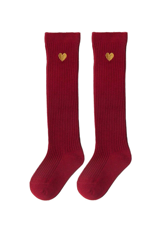 Burgundy Ribbed Over the Knee Socks