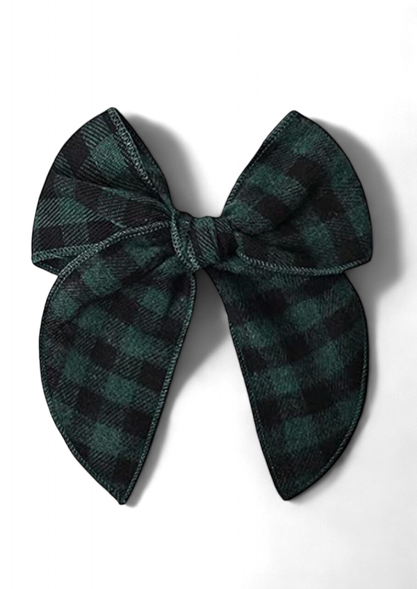 Green Check Christmas Fable Bow