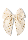 Cream Gold Star Christmas Hair Bow