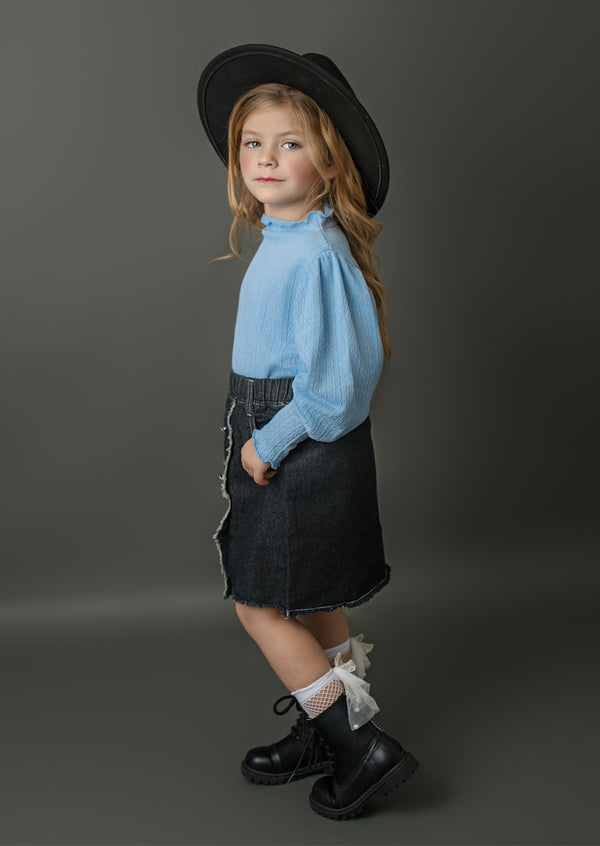 Black Denim Skirt and Top Set