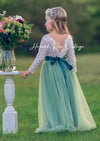 Sage Green Boho Tulle Flower Girl Dresses for  Wedding