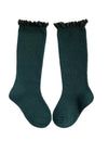 Lace Top Knee High Socks Hunter Green