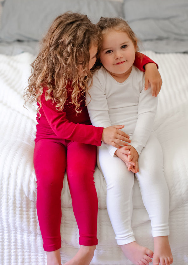 Long Sleeve Cotton Pajama in Burgundy