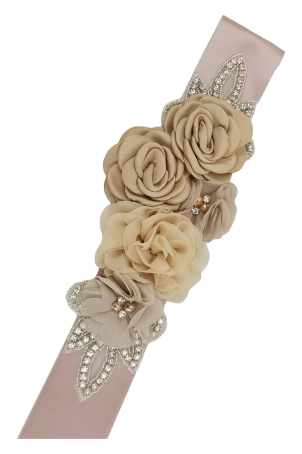 Flower Girl Chiffon Rhinestone Sash Belt