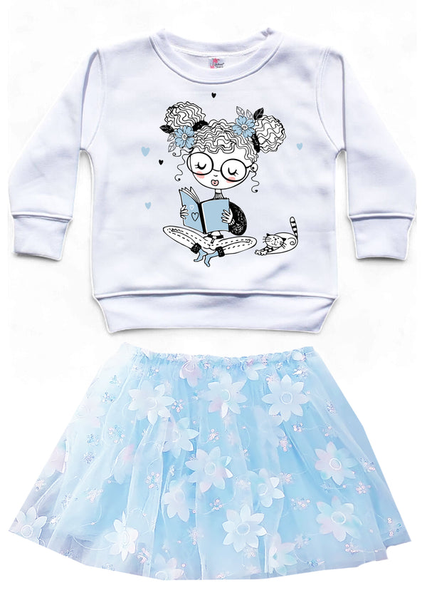 I Like to Read Blue Crewneck Sweatshirt & Tutu Set