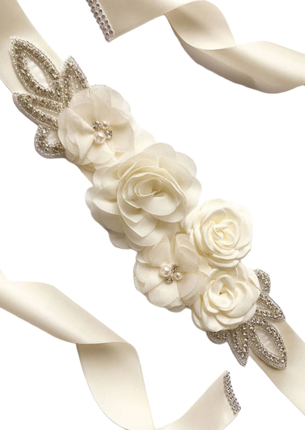 ivory flower jewel sash