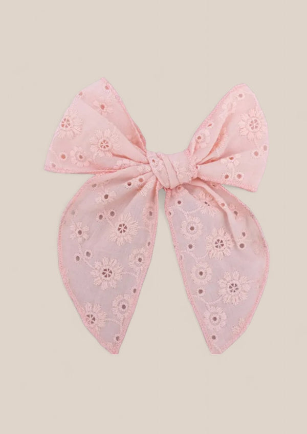 Light Pink Eyelet Lace Fable Bow