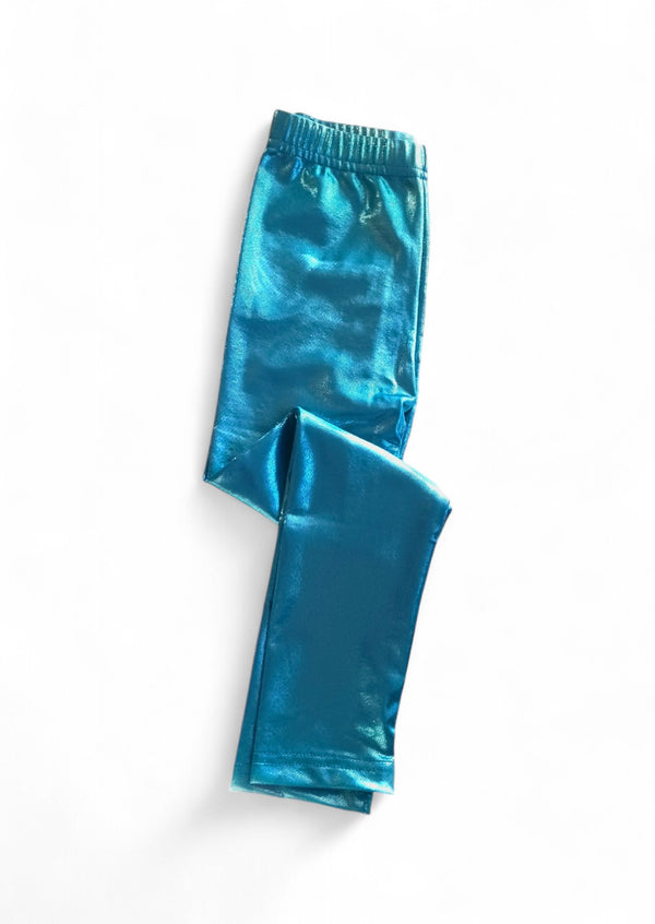 Bright Blue Lame' Pencil Leggings