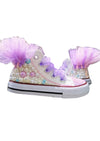 Girls Lavender Bling Tutu Puff Canvas High Tops